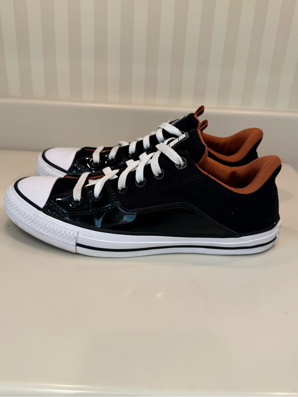 Converse Chuck Taylor All Star Rave Canvas And Patent Leather Sneakers Size 9 - Picture 7 of 16